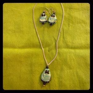 NWOT Cat Necklace & Earring set